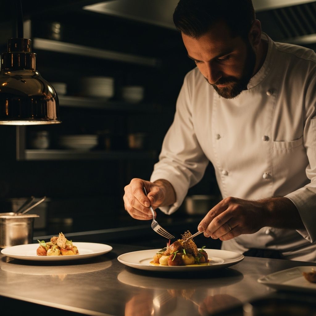 Chef preparing a fine dining dish